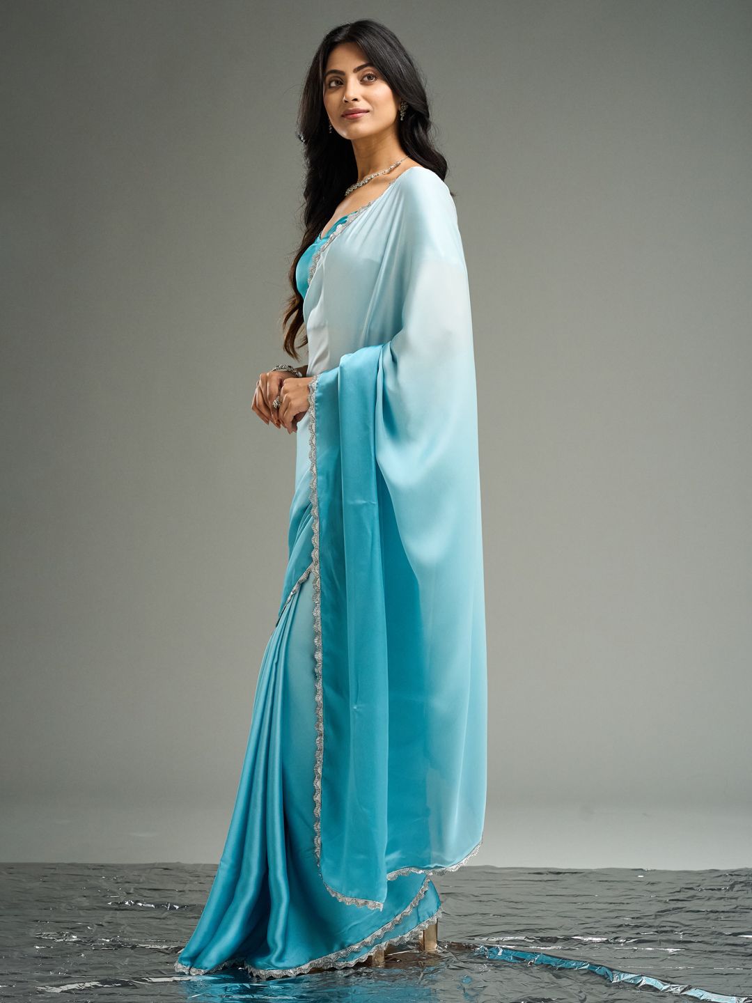 kasee Ombre Satin Saree | Grocsy