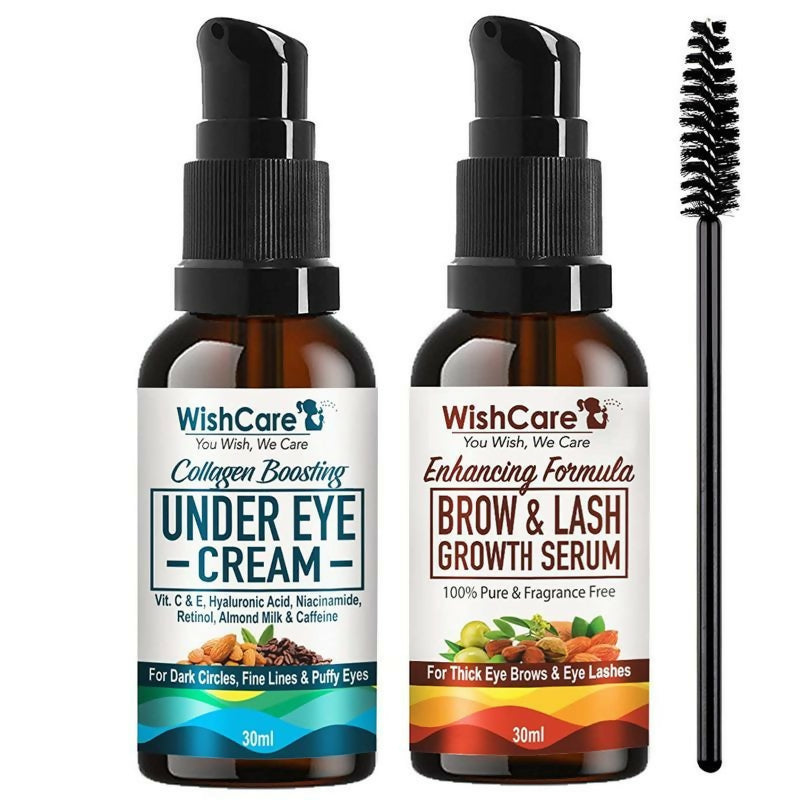 Wishcare Ultimate Eye Care Combo - Under Eye Cream & Brow-Lash Growth Serum Oil | Grocsy