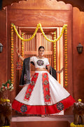 AI Fashion White Art Silk Designer Navratri Lehenga Choli Collection | Grocsy
