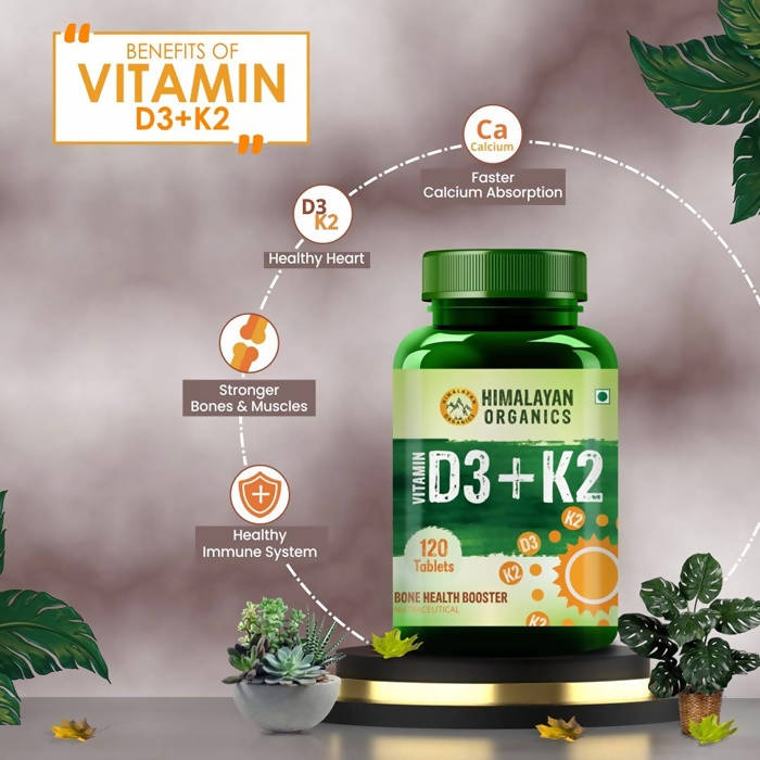 Himalayan Organics Vitamin D3 + K2 Promote Healthy Bones Nutraceutical Tablets | Grocsy