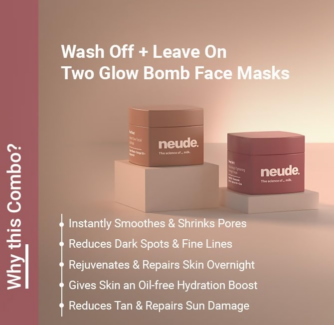 Neude The Glow Bomb Duo - Instant Face Mask And Sleeping Mask Combo | Grocsy