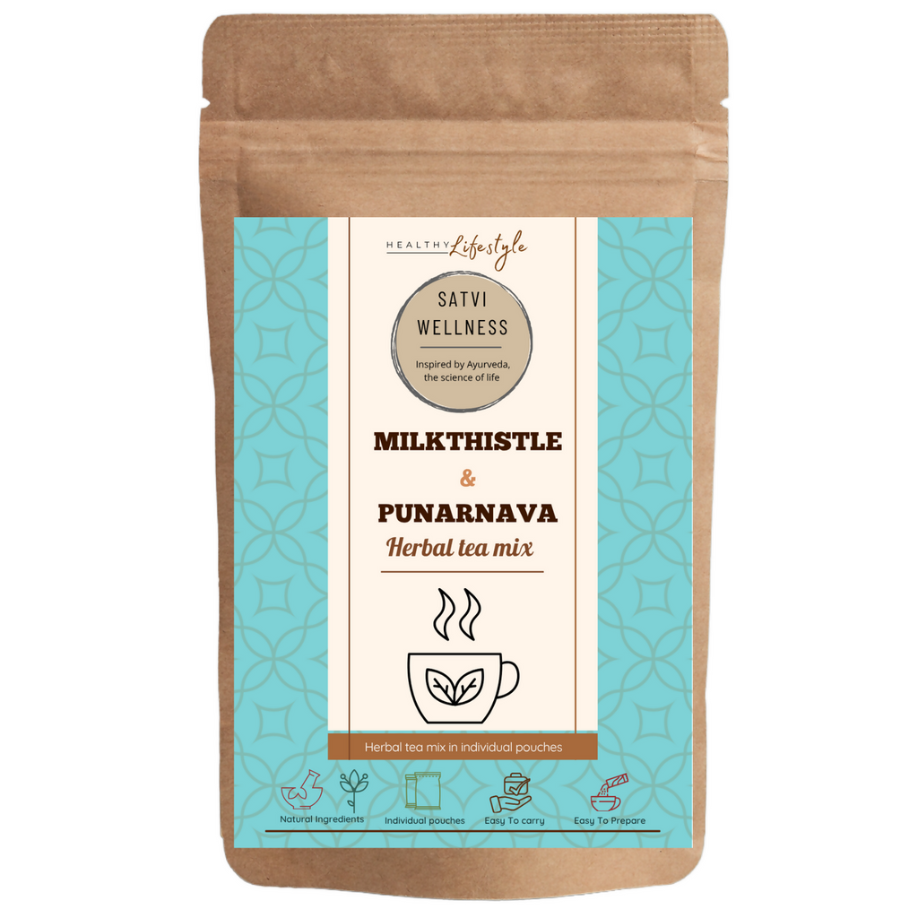 Satvi Wellness Milkthistle Punarnava Herbal Infusion Mix In Indvidual Packets | Herbal Tea Sachet | Grocsy