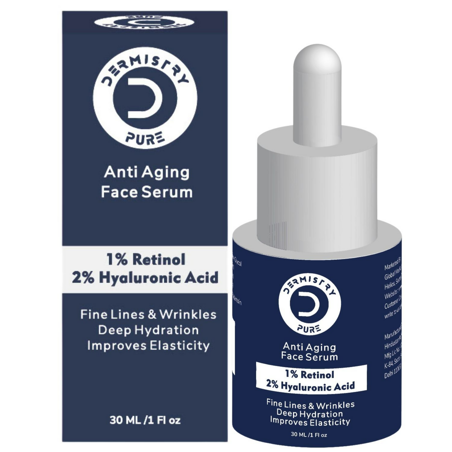Dermistry 1% Retinol Hyaluronic Anti Aging Night Moisturizer Face Serum For Ageing Lines & Wrinkles | Grocsy