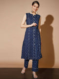Myshka Women Blue Printed Kurta & Trousers | Grocsy