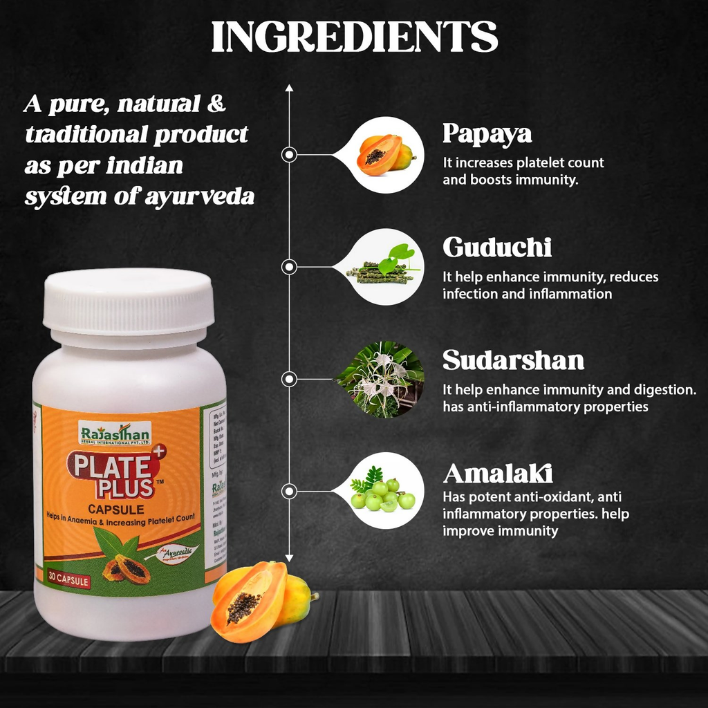 Rajasthan Herbals Plate Plus Capsules | Grocsy