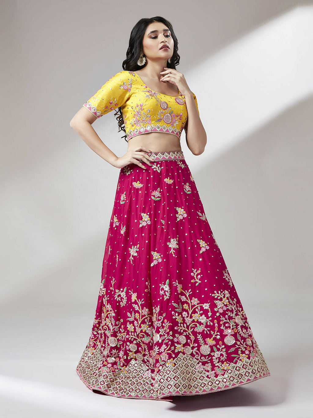 House of Panchhi Rose Pure Georgette Sequinse Work Lehenga & Blouse with Dupatta | Grocsy