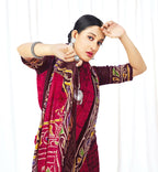 Red Chanderi Cotton Floral Printed Saree With Unstitched Blouse Piece - Kathika | Grocsy