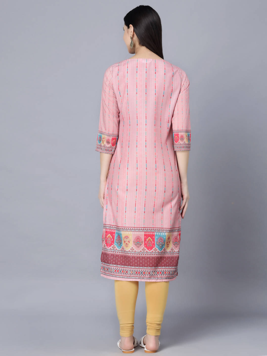 Myshka Women Pink Striped Kurta | Grocsy