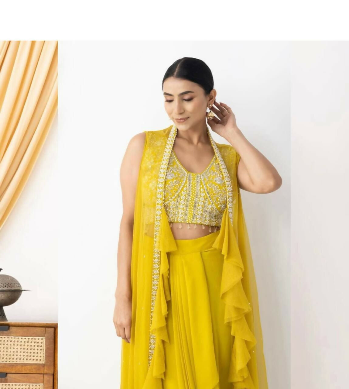 Joban Fashion Yellow Kurta Set Georgette Embroidery Sequence Work | Grocsy