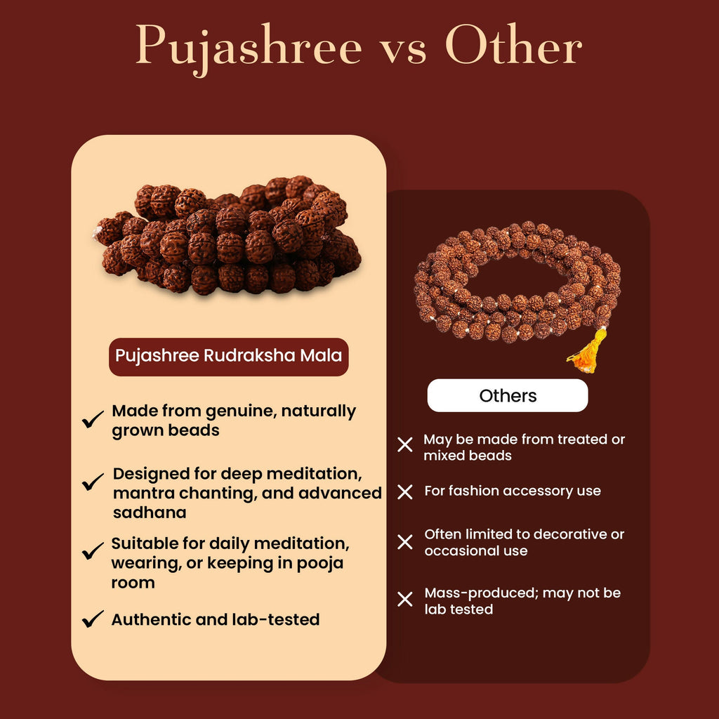 Pujashree Rudraksh Mala Medium 13mm – Divine Spiritual Beads for Puja, Yoga & Daily Meditation | Grocsy
