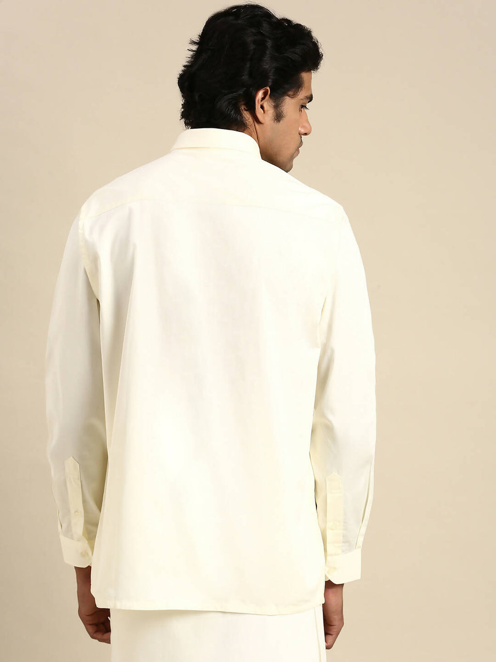 Ramraj Cotton Mens Cotton Cream Colour Full Sleeve Shirt | Grocsy