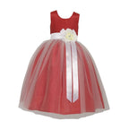 Asmaani Baby Girl's Red fancy Satin Full Length Dress (AS-DRESS-22023) | Grocsy