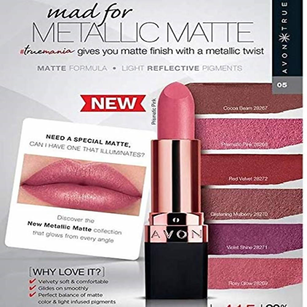 Avon True Color Velvet Luminosity Metallic Matte Lipstick - Prismatic Pink | Grocsy