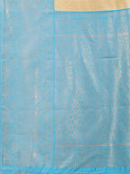 Shree Shyam Fashion Aura Silk Cream Sky Blue Banarasi Silk Saree | Grocsy