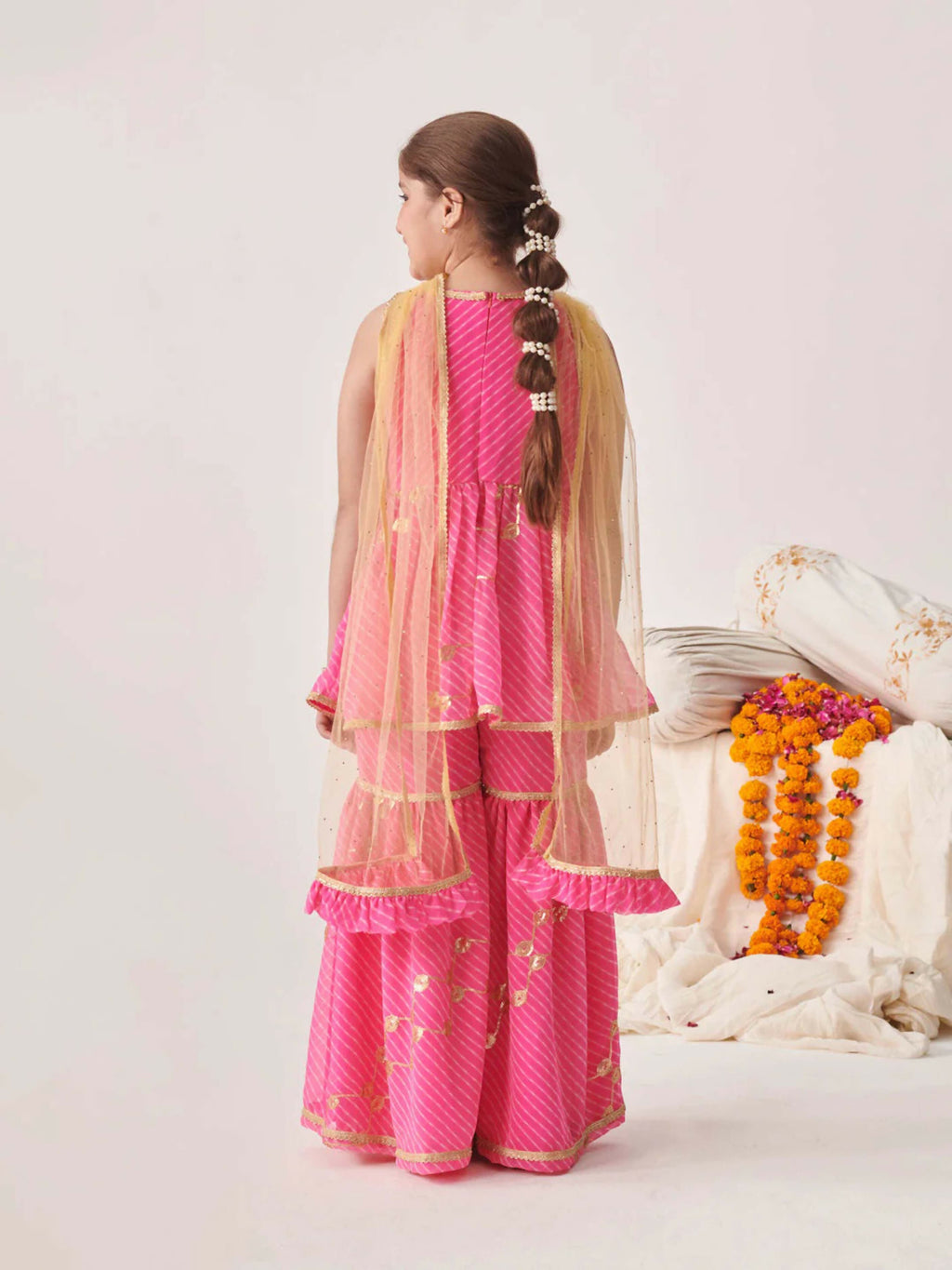 Joban Fashion Girl's Pink Color Sharara Set | Grocsy