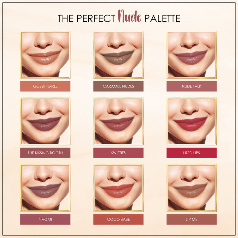 Baked Beauty Liquid Matte Lipstick Nude Palette (Set of 9) | Grocsy
