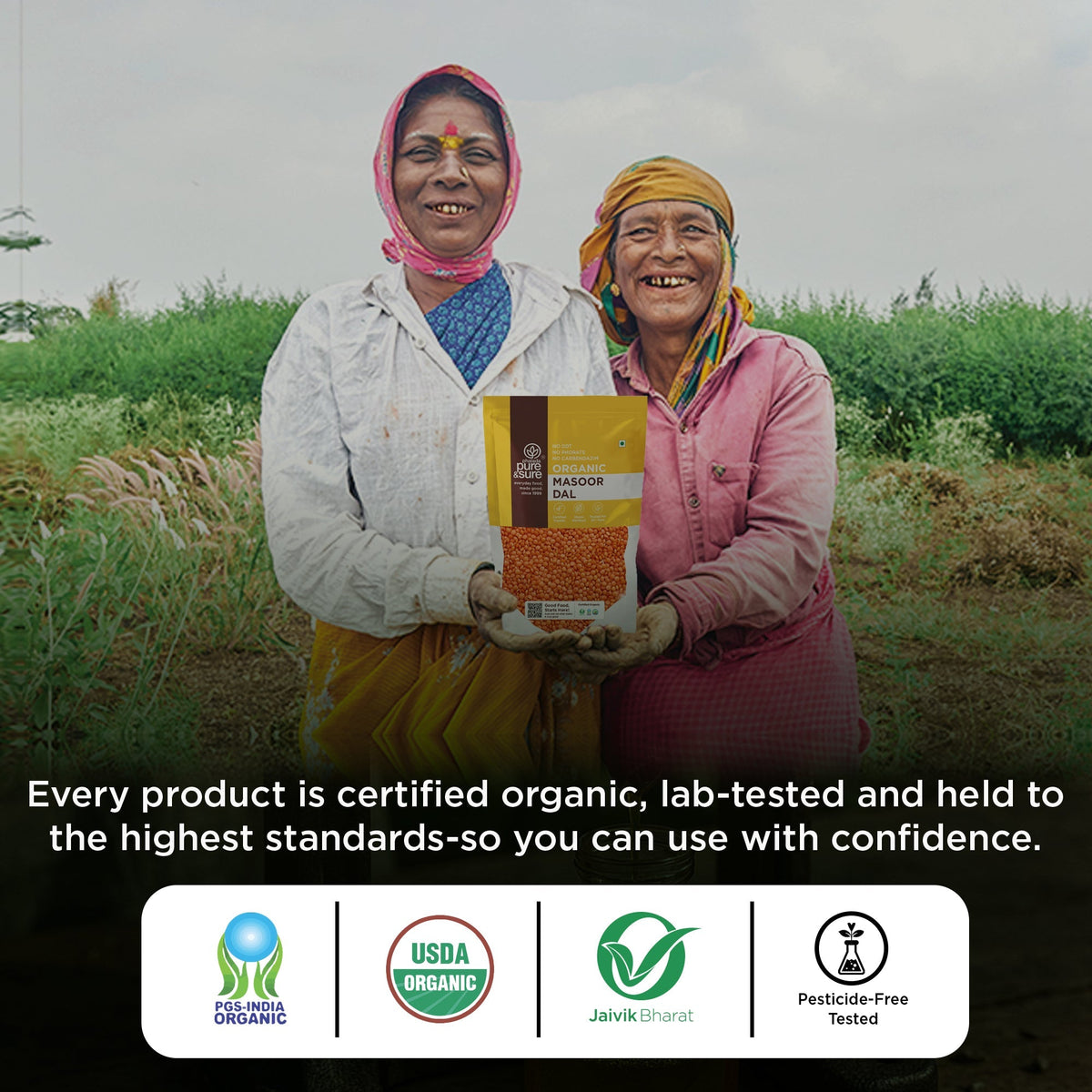 Pure & Sure Organic Masoor Dal | Grocsy