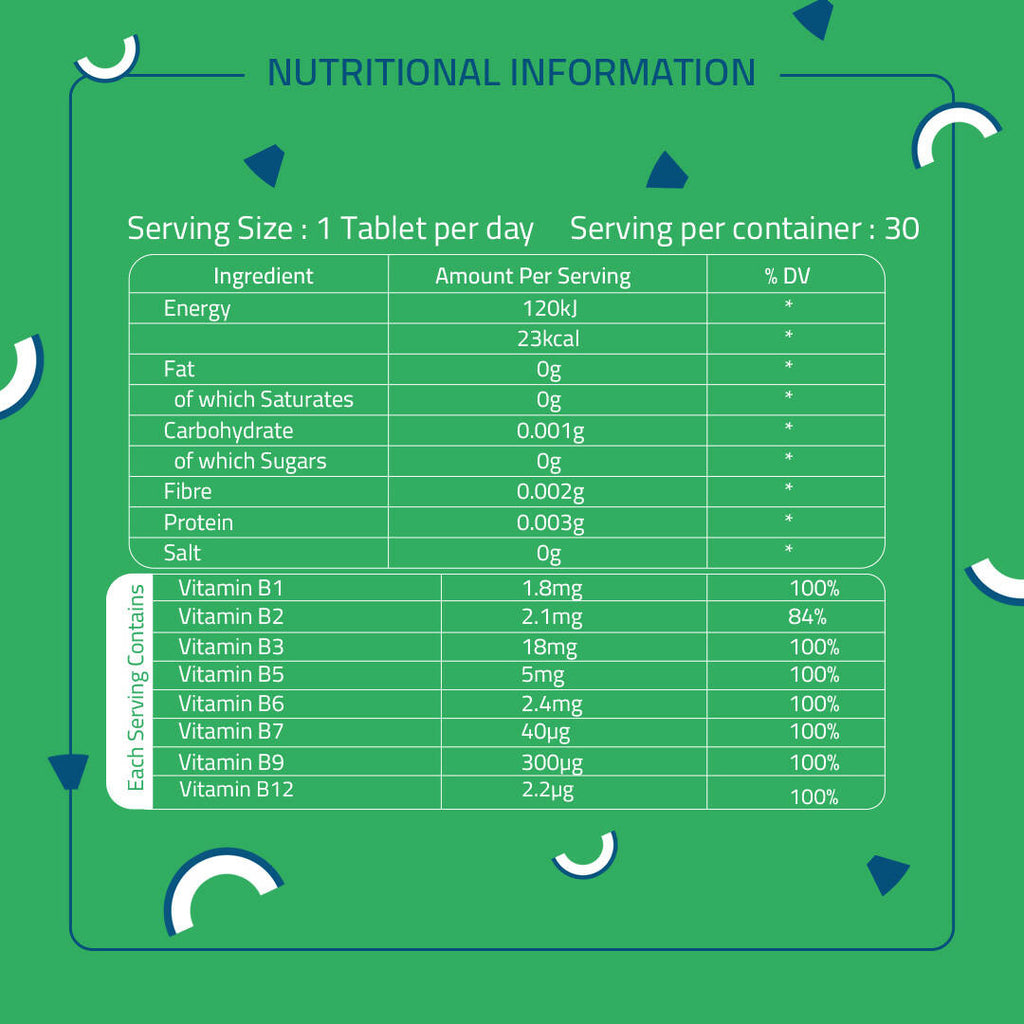 Laurik Vitamin B Complex Tablets With Vegetable B1, B2, B3, B5, B6, B7, B9 & B12 | Hair Growth, Energy & Immunity,Skin | Grocsy
