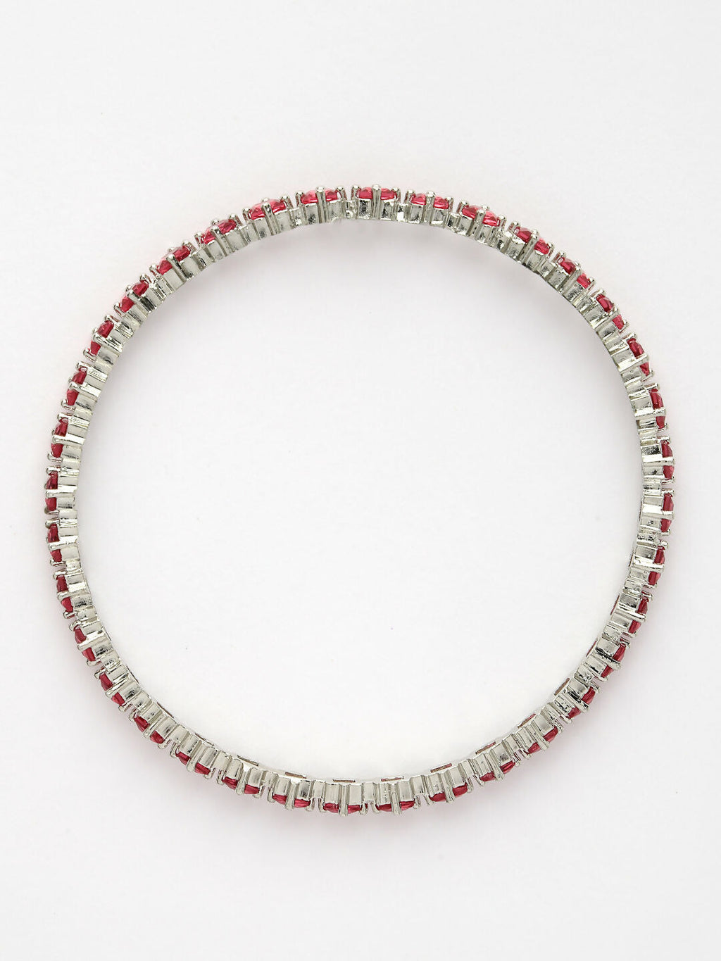 NVR Women's Set of 2 Pink CZ Stone-Studded Handcrafted Bangles