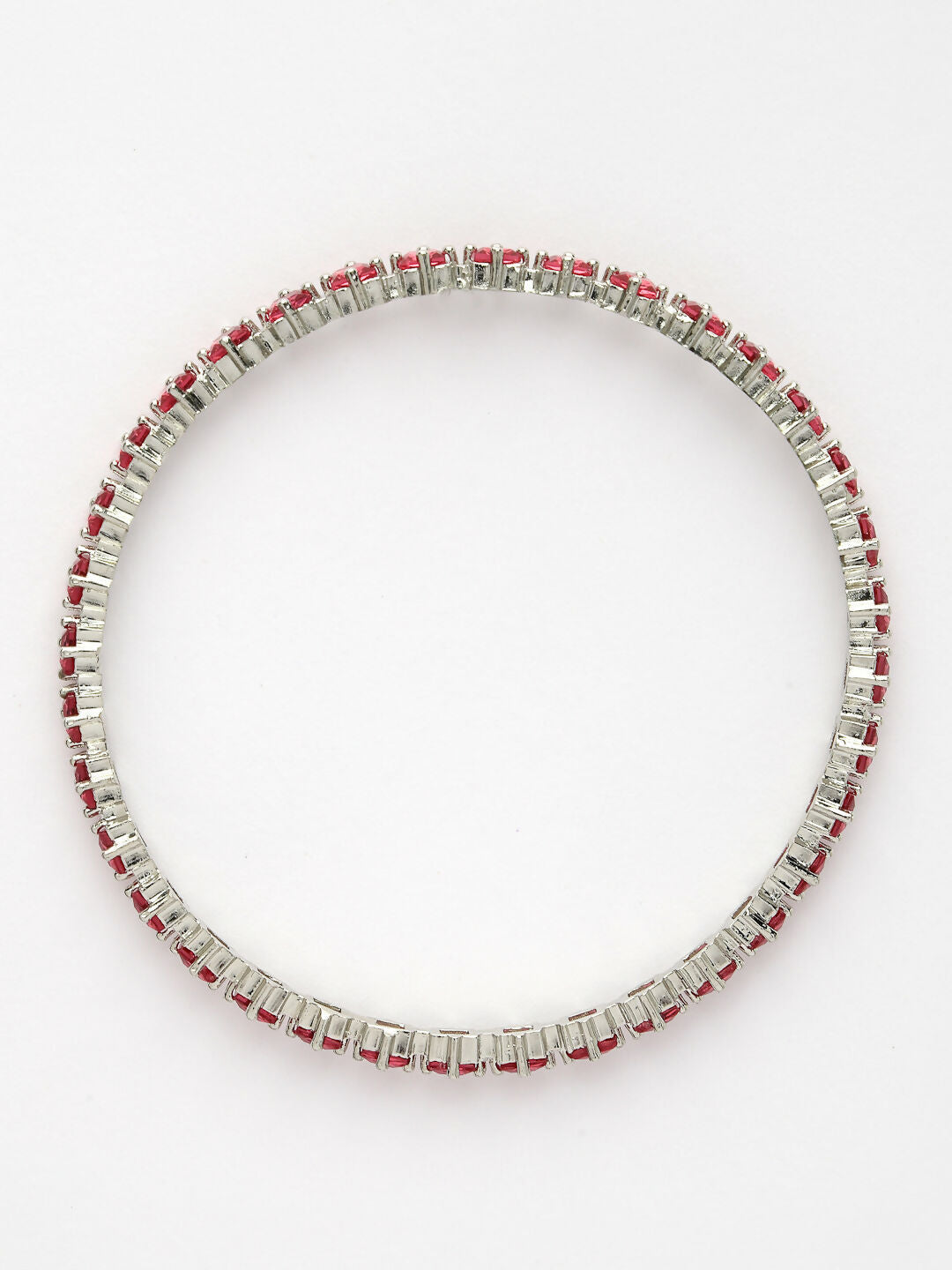 NVR Women's Set of 2 Pink CZ Stone-Studded Handcrafted Bangles