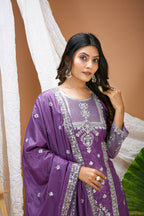 Lehenga Mart Designer Sharara Suit With Kurta, Sharara, Dupatta For Women-Lavender Violet | Grocsy