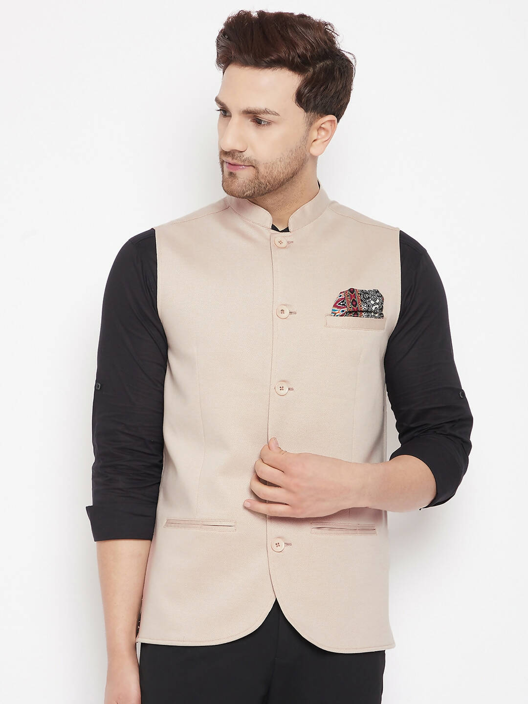 Even Apparels Cream Merino Men Woven Nehru Jacket BF715 | Grocsy