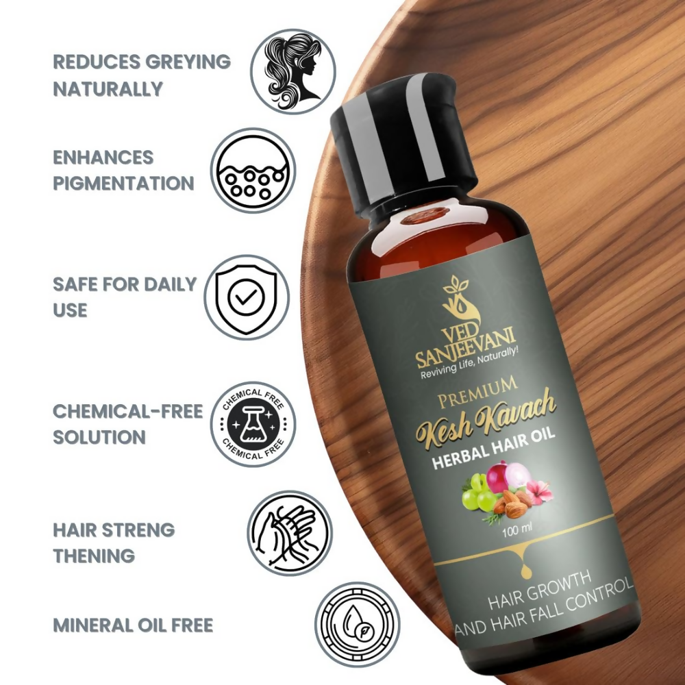Ved Sanjeevani Kesh Kavach Herbal Hair Oil | Grocsy