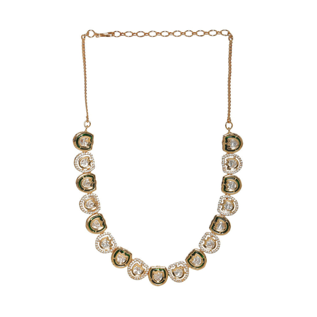 Kundan and Daimond Neckpiece (Gold) - Ruby Raang | Grocsy