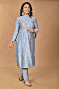 Morchari Women And Hand Embroidery Co-Ord Set-Grey | Grocsy