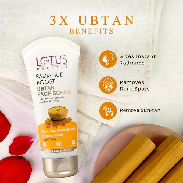Lotus Herbals Radiance Boost Ubtan Face Scrub | Grocsy