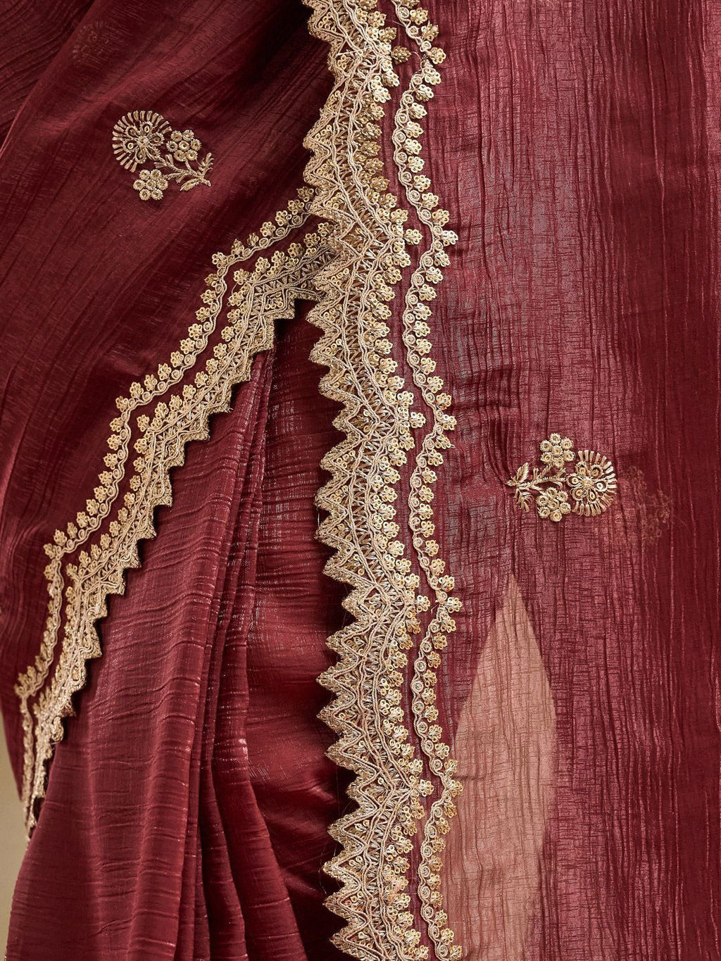 kasee Floral Embroidered Pure Silk Saree | Grocsy