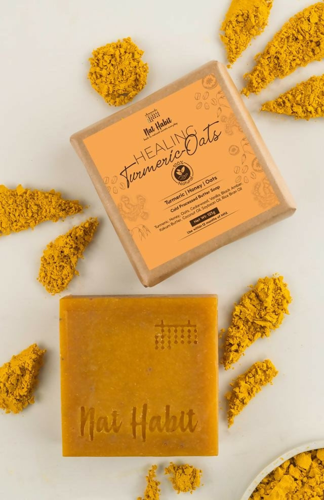 Nat Habit Cold Processed Healing Turmeric-Oats Soap | Grocsy