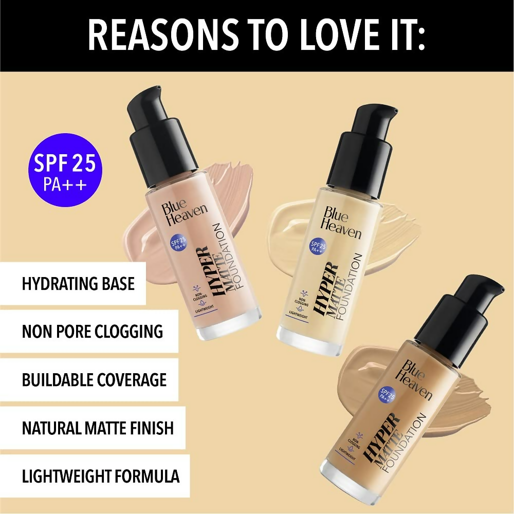 Blue Heaven Hyper Matte Foundation SPF 25 PA++ 501 Honey | Grocsy