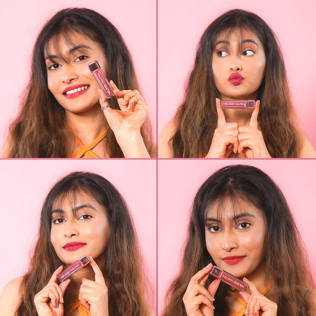 Nourish Mantra Liquid Lipstick Creamy Matte with SPF / Water Proof, Smudge Proof Shade-Berry Dhamaka | Grocsy