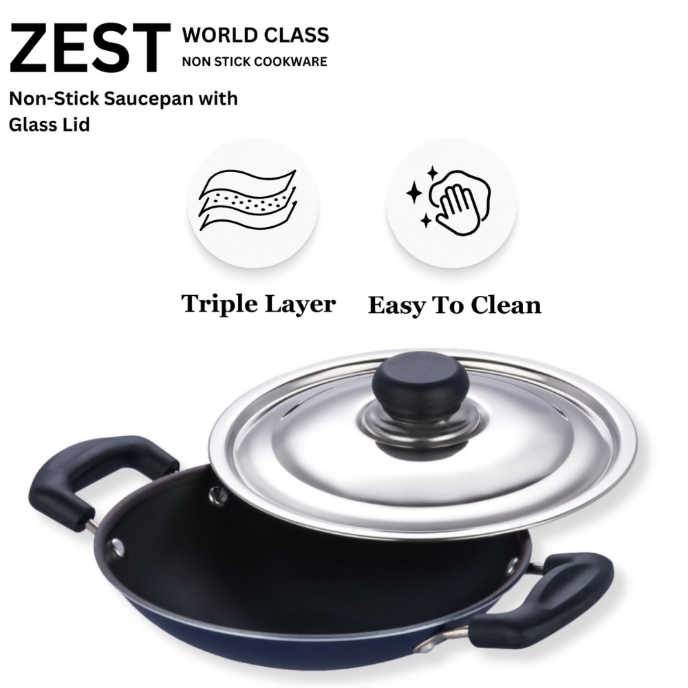 Vinod Zest Non Stick Appachetty with Lid | Grocsy