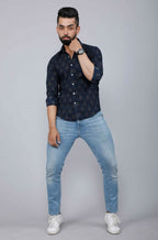 Miravan Men's Blue Spread Collar Floral Print Casual Shirt | Grocsy