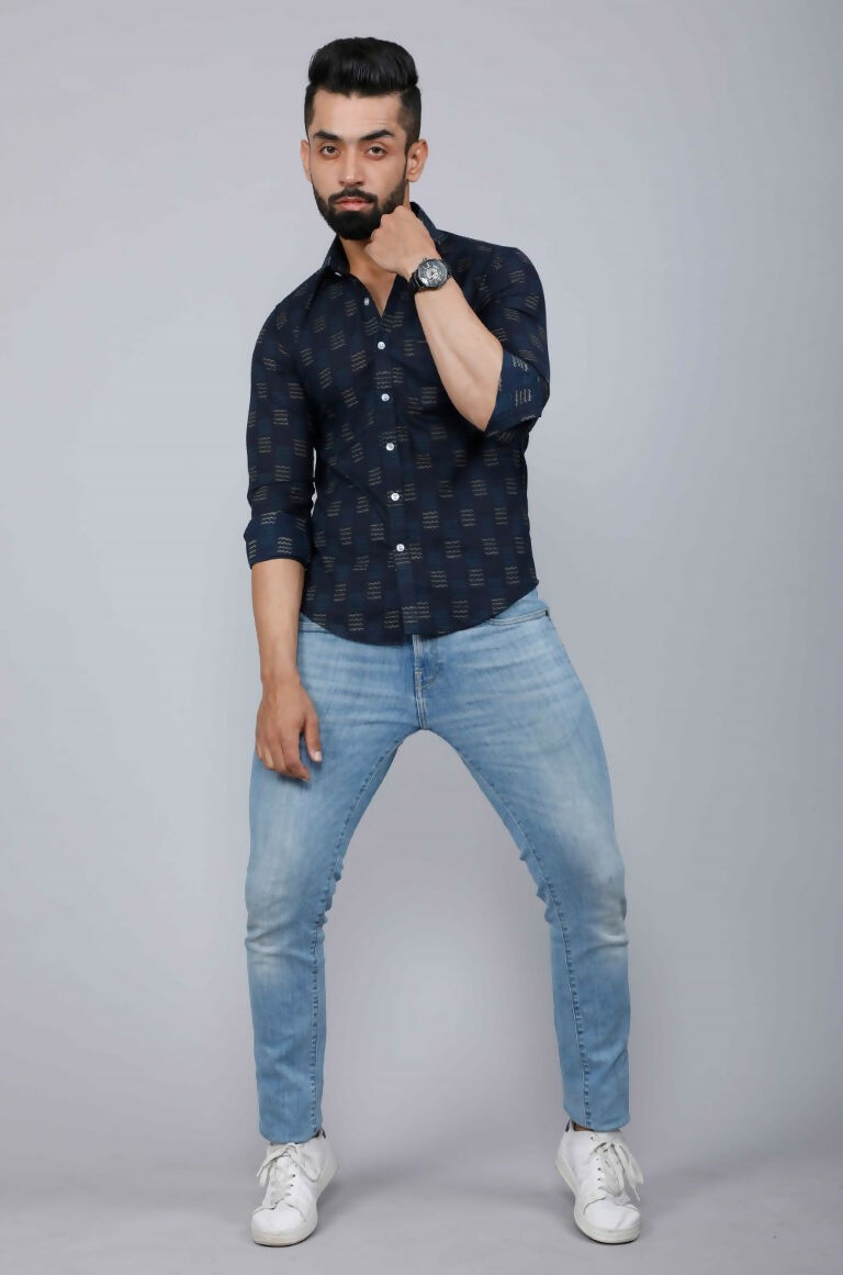Miravan Men's Blue Spread Collar Floral Print Casual Shirt | Grocsy
