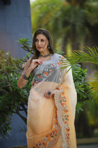Vamsee Sanyogita Sanyogita - Yellow Organza Saree | Grocsy