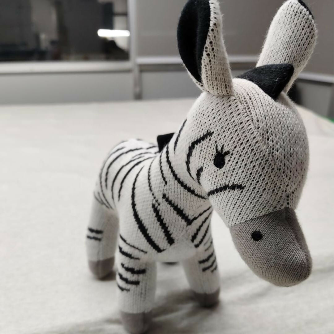Nesta Toys Zebra Plush Toy For Kids – Snuggly Knitted Cotton Soft Toy | Grocsy