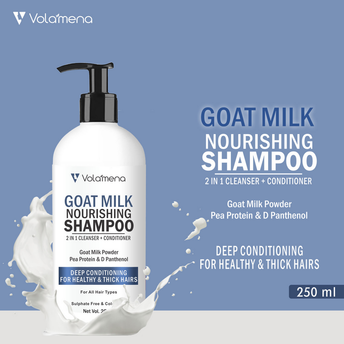 Volamena Goat Milk Shampoo Is Gentle 2 In 1 Hair Cleanser | Grocsy