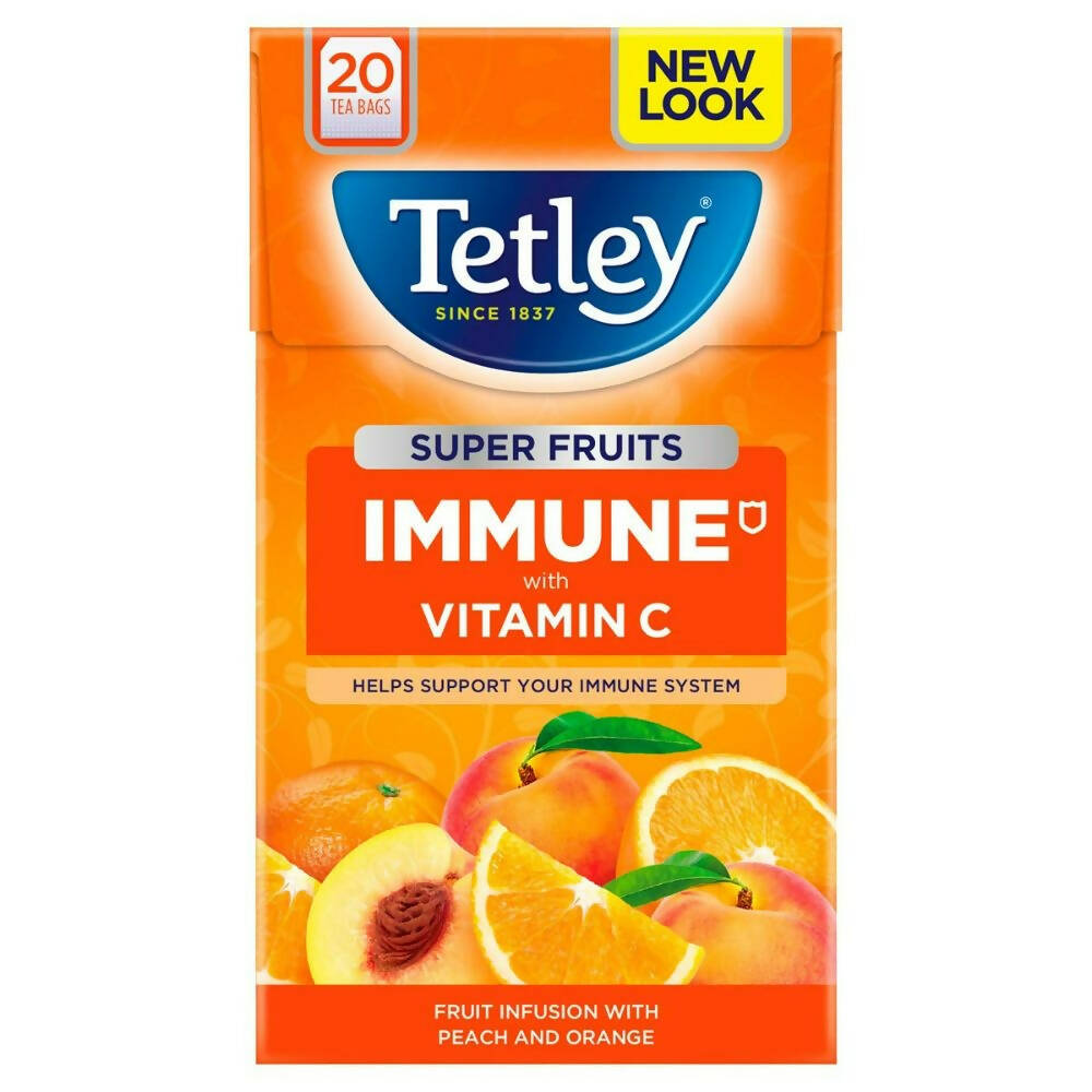 Tetley Immune Vitamin C Fruit Infusion With Peach And Orange Tea Bags | Grocsy