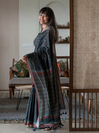Suta Black Polka Dots Pure Cotton Saree | Grocsy