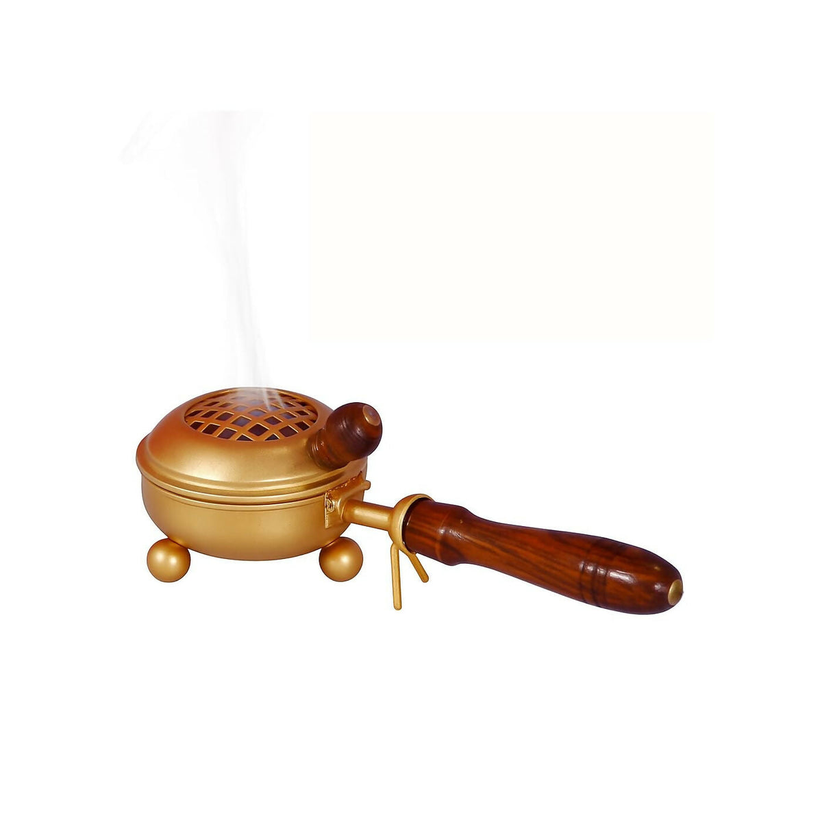 Not Available Handcrafted Metal Dhoop Dani Incense Burner - Golden Color | Grocsy