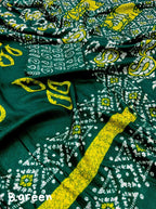 Green Silk Blend Ethnic Motifs Saree with Unstitched Blouse - Hiral Fashion | Grocsy