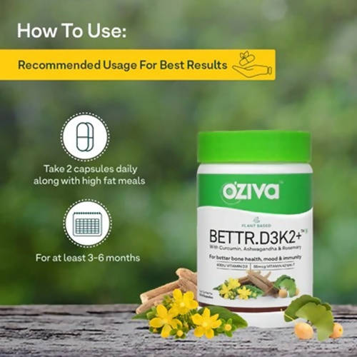OZiva Plant Based Bettr.D3K2+ Capsules | Grocsy
