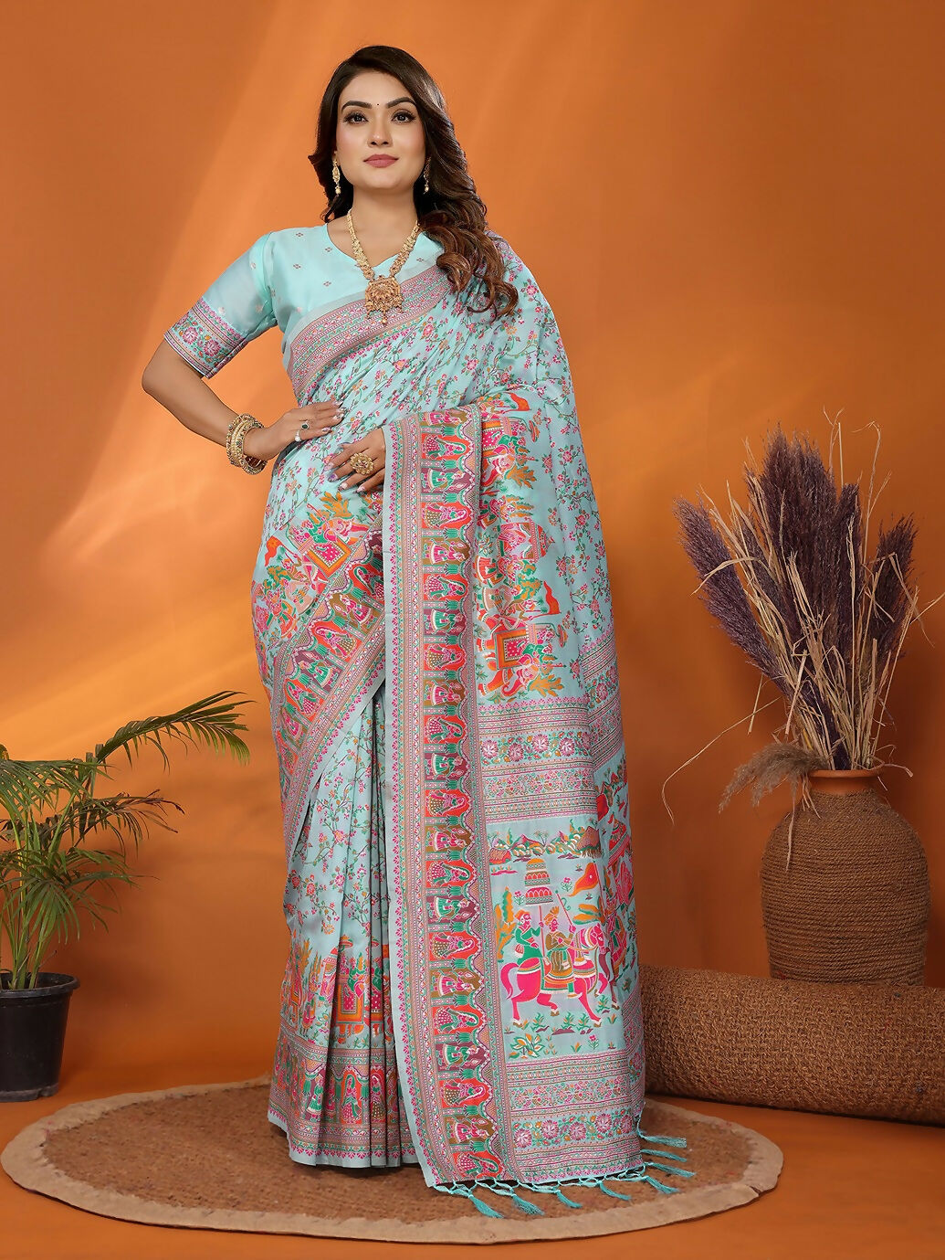 Joban Fashion Rama Meena Weaves Pashmina Sarees | Grocsy