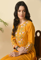 Joban Fashion Yellow Cotton Rayon Kurta Set | Grocsy