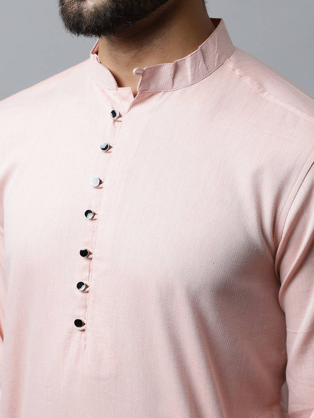 Even Apparels Pink Color Linen Pure Cotton Men's Kurta With Side Placket (SLD070) | Grocsy