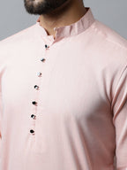 Even Apparels Pink Color Linen Pure Cotton Men's Kurta With Side Placket (SLD070) | Grocsy
