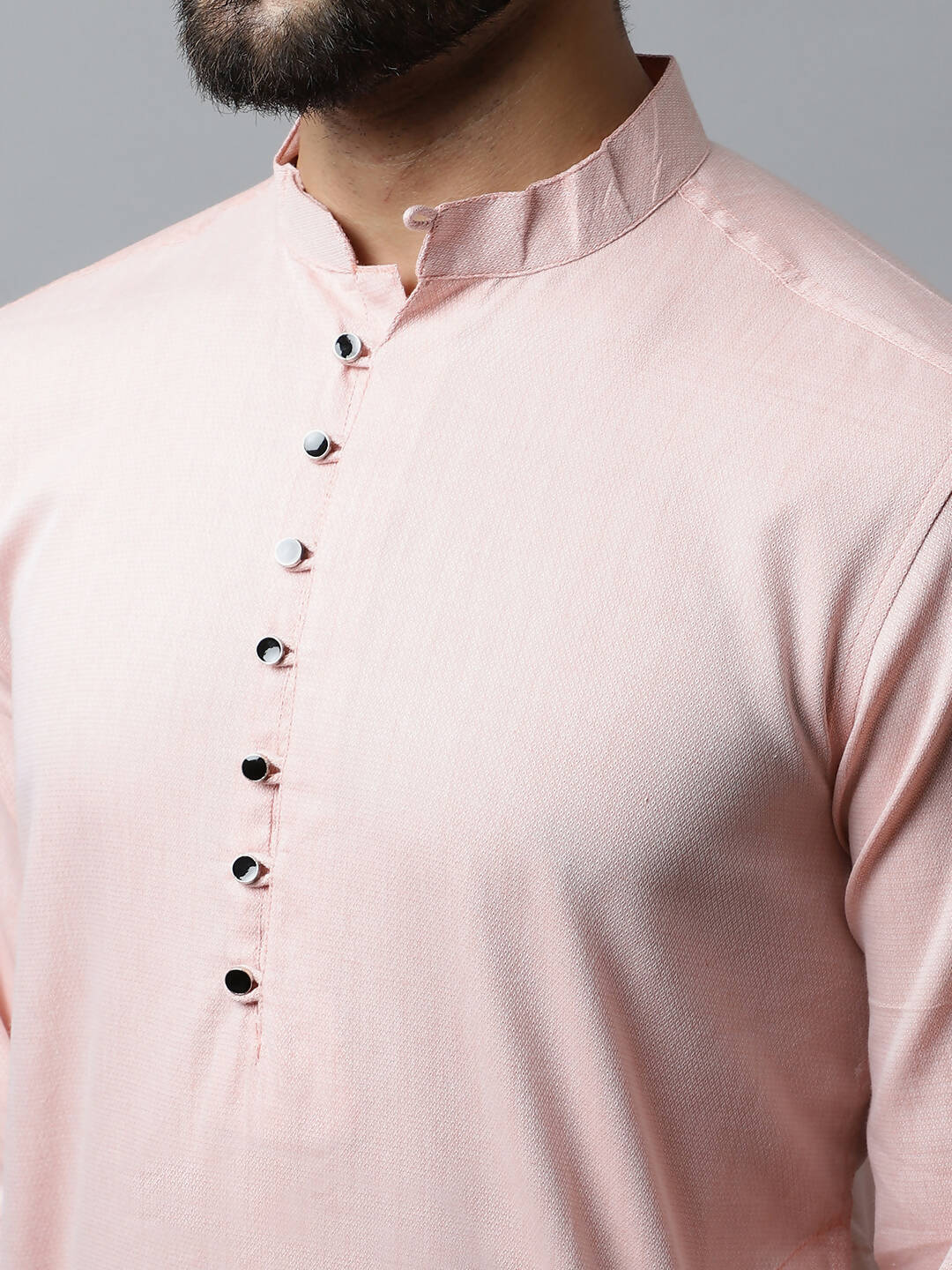 Even Apparels Pink Color Linen Pure Cotton Men's Kurta With Side Placket (SLD070) | Grocsy
